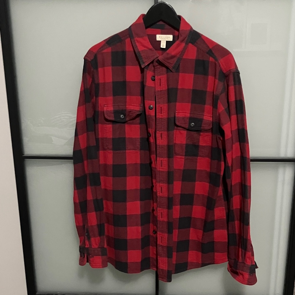 Sonoma Red and Black Plaid Women's Button Down Shirt
